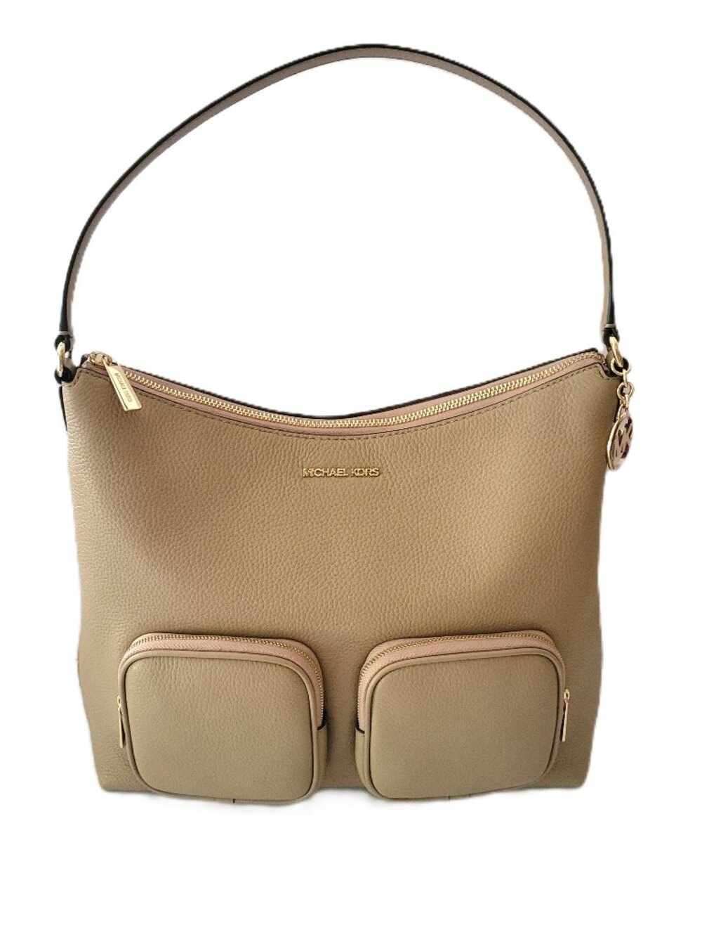 Michael Kors Merritt Large Cargo Shoulder Bag Handbag Camel Leather